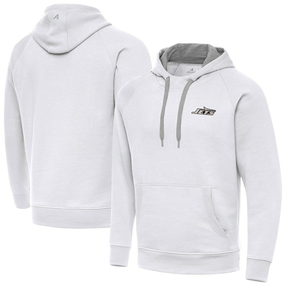 Antigua Brushed Carbon Victory Pullover Hoodie - New York Jets Hoodies