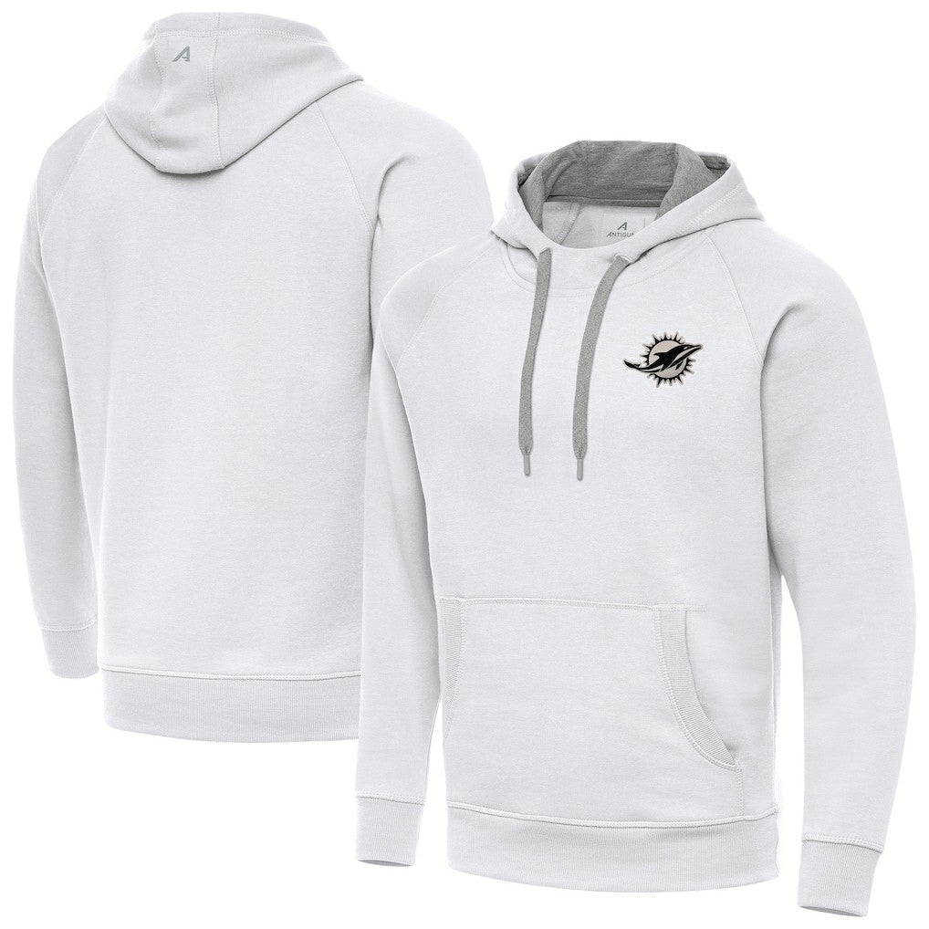 Antigua Brushed Carbon Victory Pullover Hoodie - Miami Dolphins Hoodies