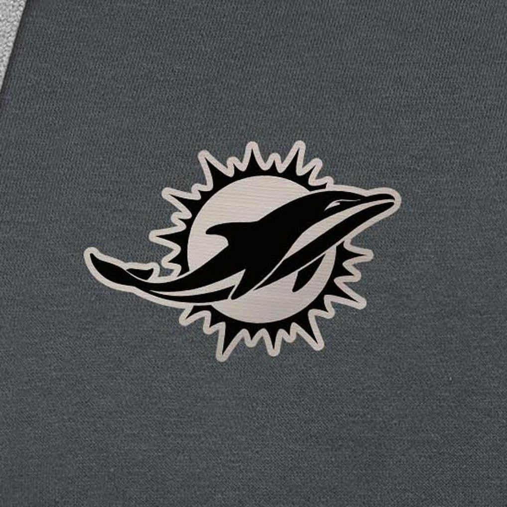 Antigua Brushed Carbon Victory Pullover Hoodie - Miami Dolphins Hoodies