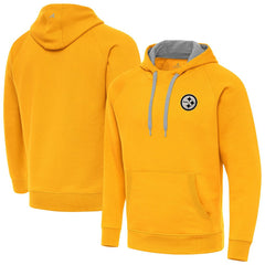 Antigua Brushed Carbon Victory Pullover Hoodie - Pittsburgh Steelers Hoodies