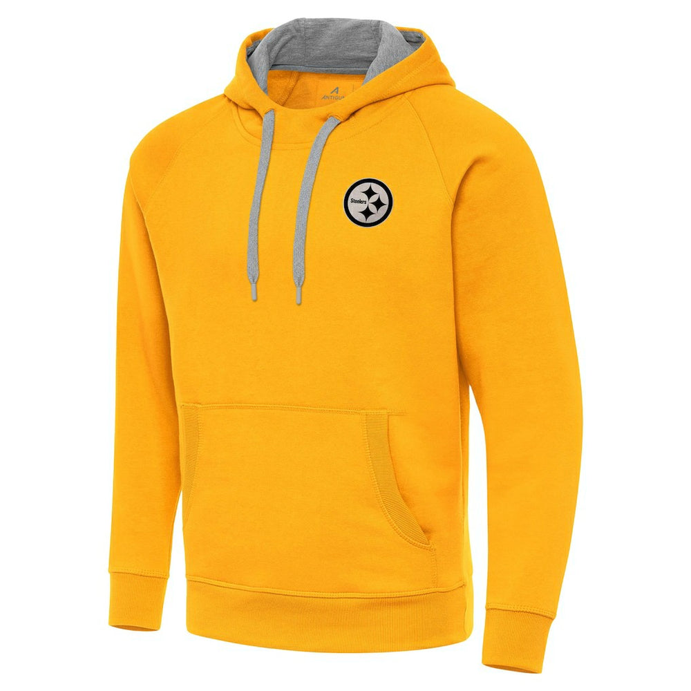 Antigua Brushed Carbon Victory Pullover Hoodie - Pittsburgh Steelers Hoodies