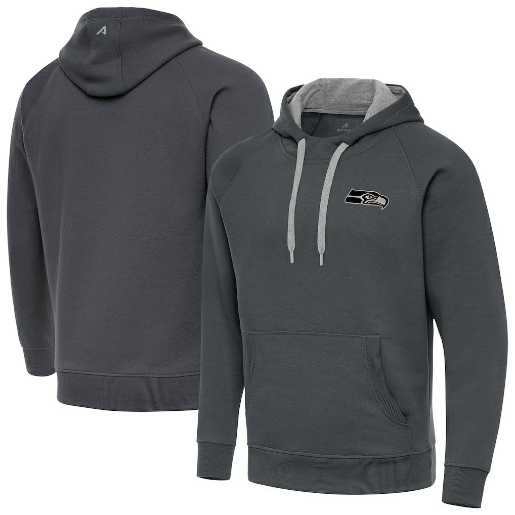 Antigua Brushed Carbon Victory Pullover Hoodie - Seattle Seahawks Hoodies
