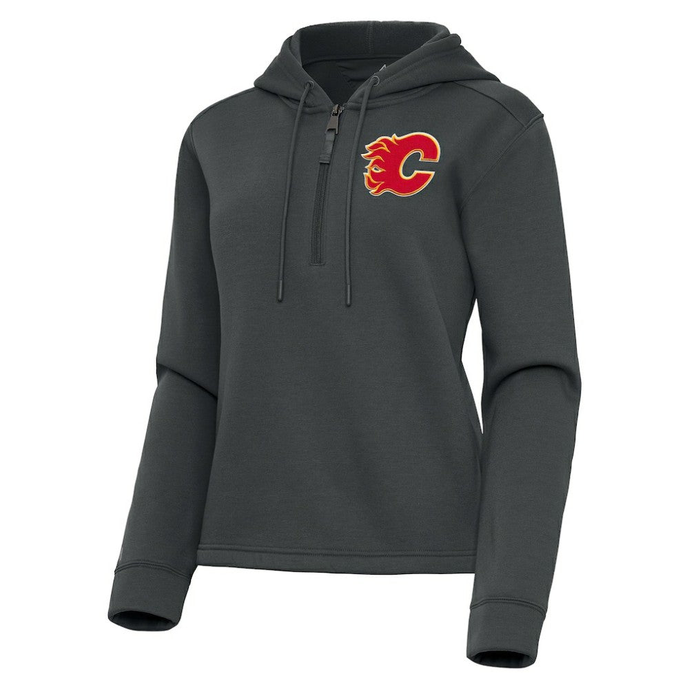 NHL Calgary Flames Antigua Women's Contemporary Quarter-Zip Hoodie