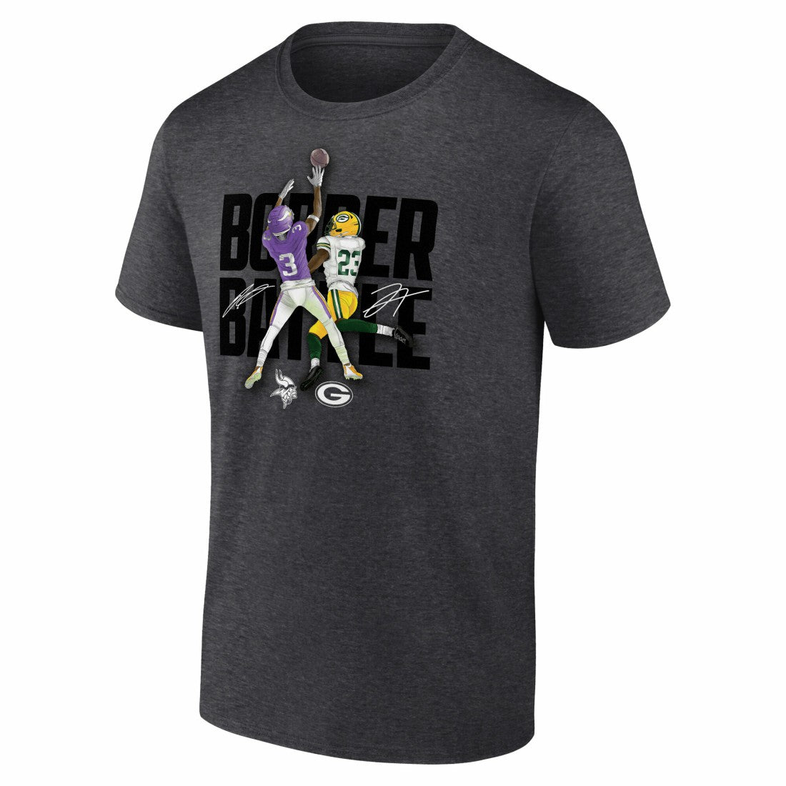 Jordan Addison & Jaire Alexander Minnesota Vikings vs.  Border Battle Player T-Shirt - Green Bay Packers T-shirts