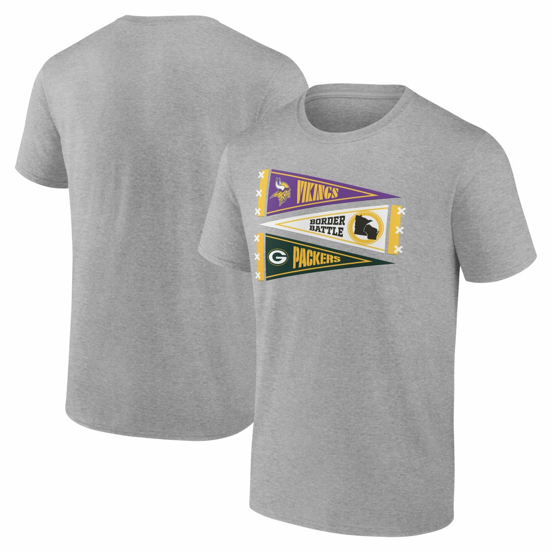 Minnesota Vikings vs.  Border Battle Pennant T-Shirt - Green Bay Packers T-shirts