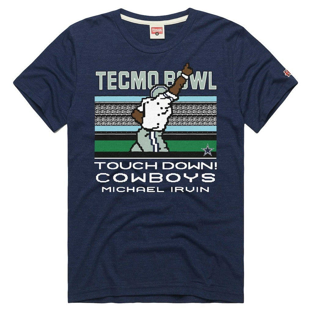 Michael Irvin  Homage Unisex Tecmo Bowl Retired Player Graphic Tri-Blend T-Shirt - Dallas Cowboys T-shirts