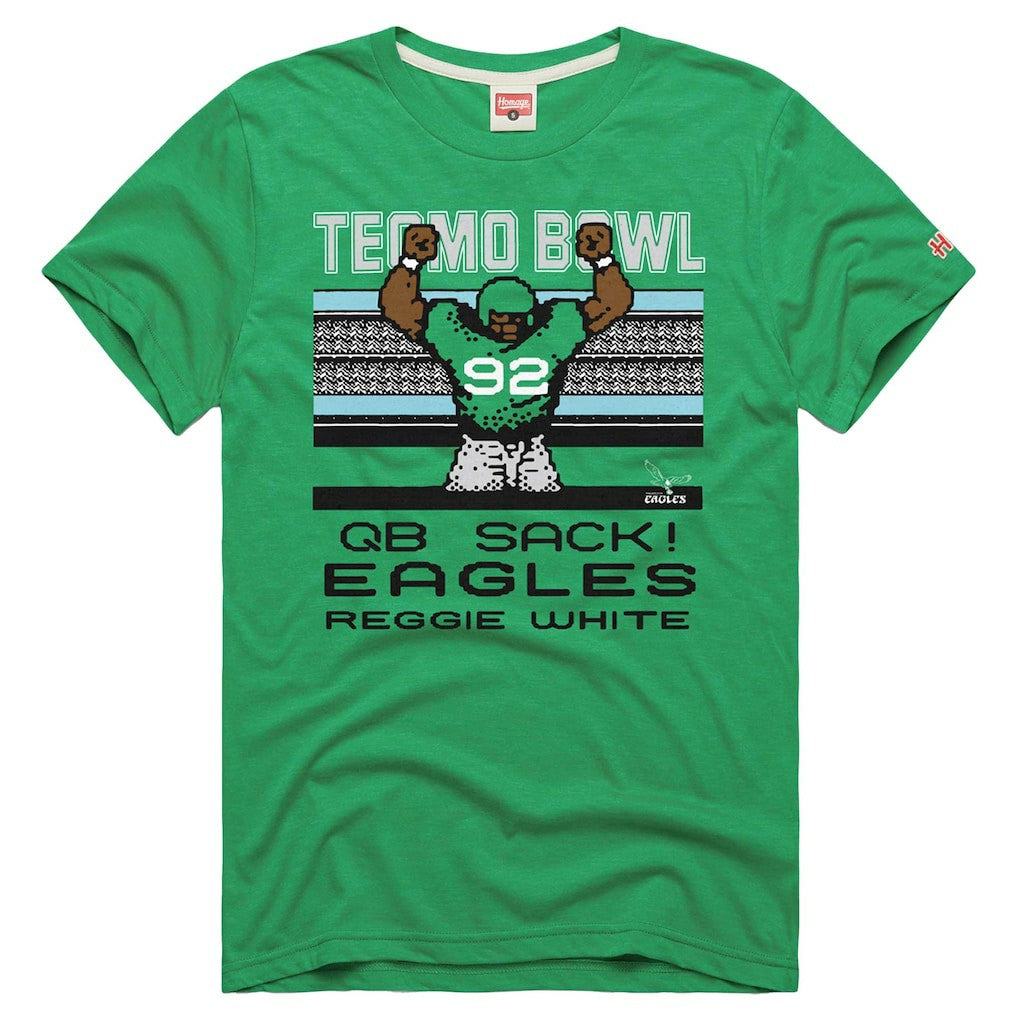 Reggie White  Homage Unisex Tecmo Bowl Retired Player Graphic Tri-Blend T-Shirt - Philadelphia Eagles T-shirts