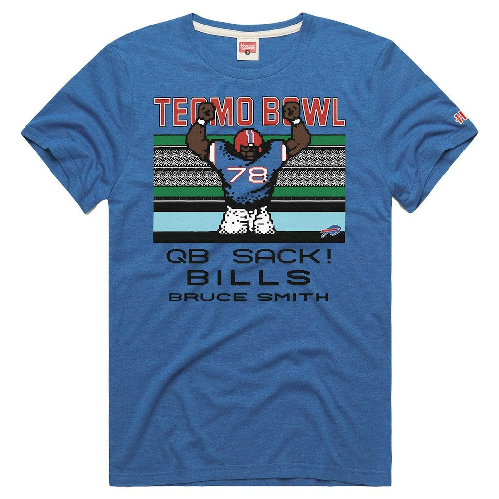 Bruce Smith  Homage Unisex Tecmo Bowl Retired Player Graphic Tri-Blend T-Shirt - Buffalo Bills T-shirts
