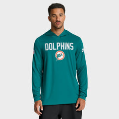 Sideline Pass Accuracy Dri-FIT Long Sleeve Hoodie T-Shirt - Miami Dolphins Hoodies