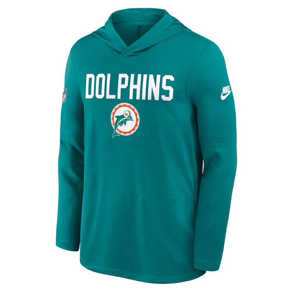 Sideline Pass Accuracy Dri-FIT Long Sleeve Hoodie T-Shirt - Miami Dolphins Hoodies
