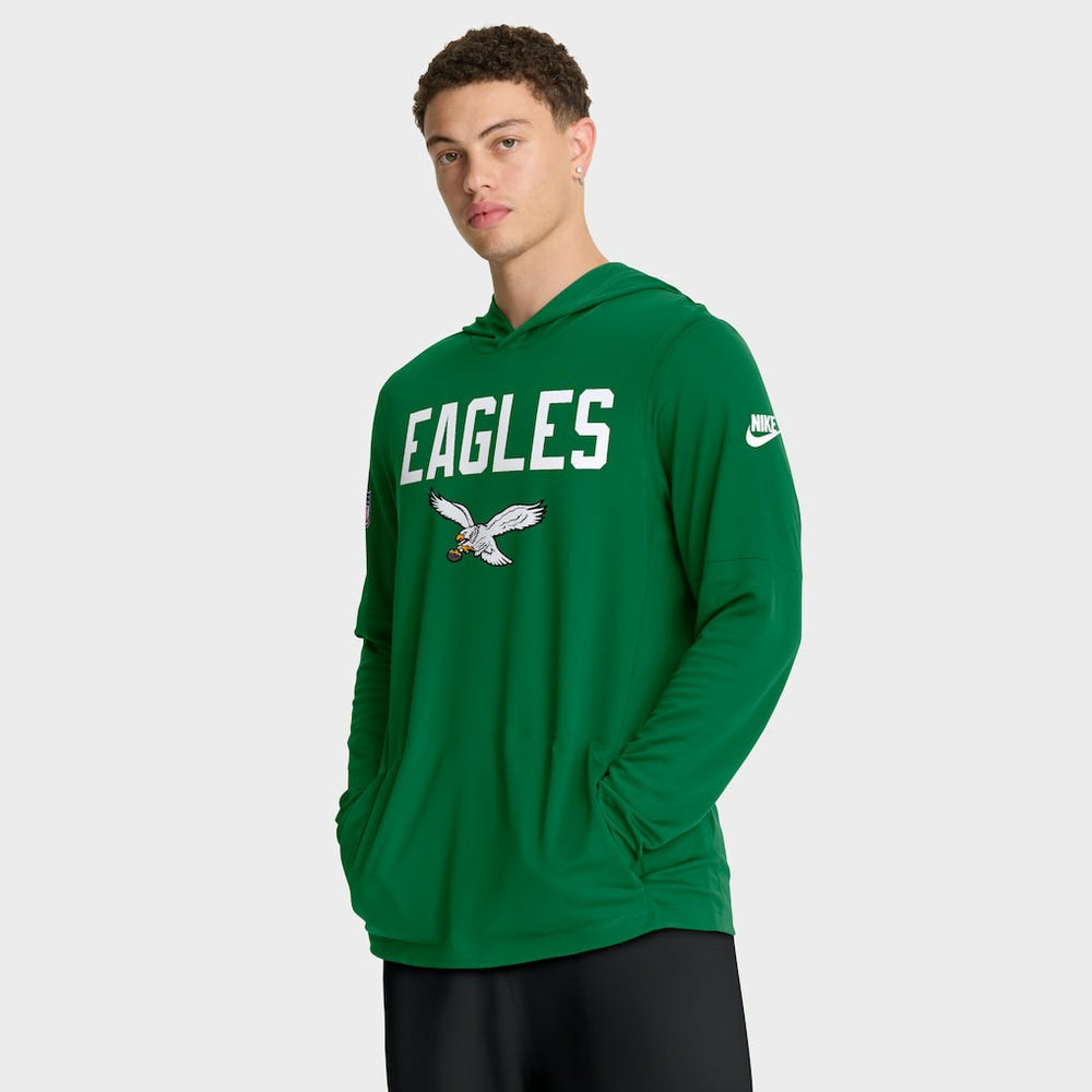 Sideline Pass Accuracy Dri-FIT Long Sleeve Hoodie T-Shirt  - Philadelphia Eagles Hoodies