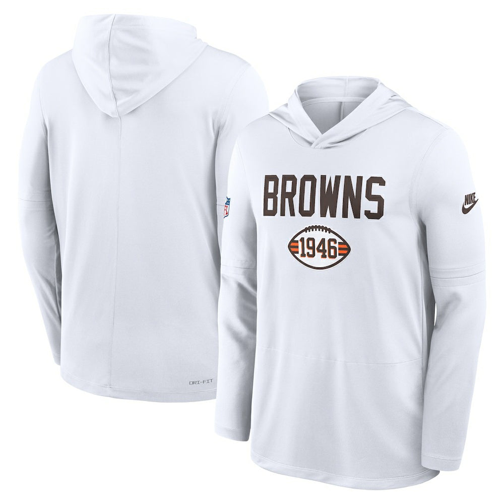 Sideline Pass Accuracy Dri-FIT Long Sleeve Hoodie T-Shirt - Cleveland Browns Hoodies
