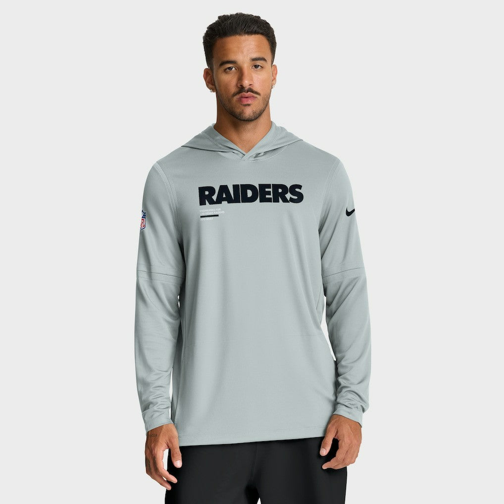 Sideline Pure Fury Performance Long Sleeve Hoodie T-Shirt - Las Vegas Raiders Hoodies