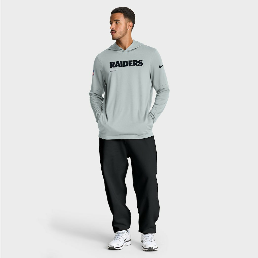 Sideline Pure Fury Performance Long Sleeve Hoodie T-Shirt - Las Vegas Raiders Hoodies