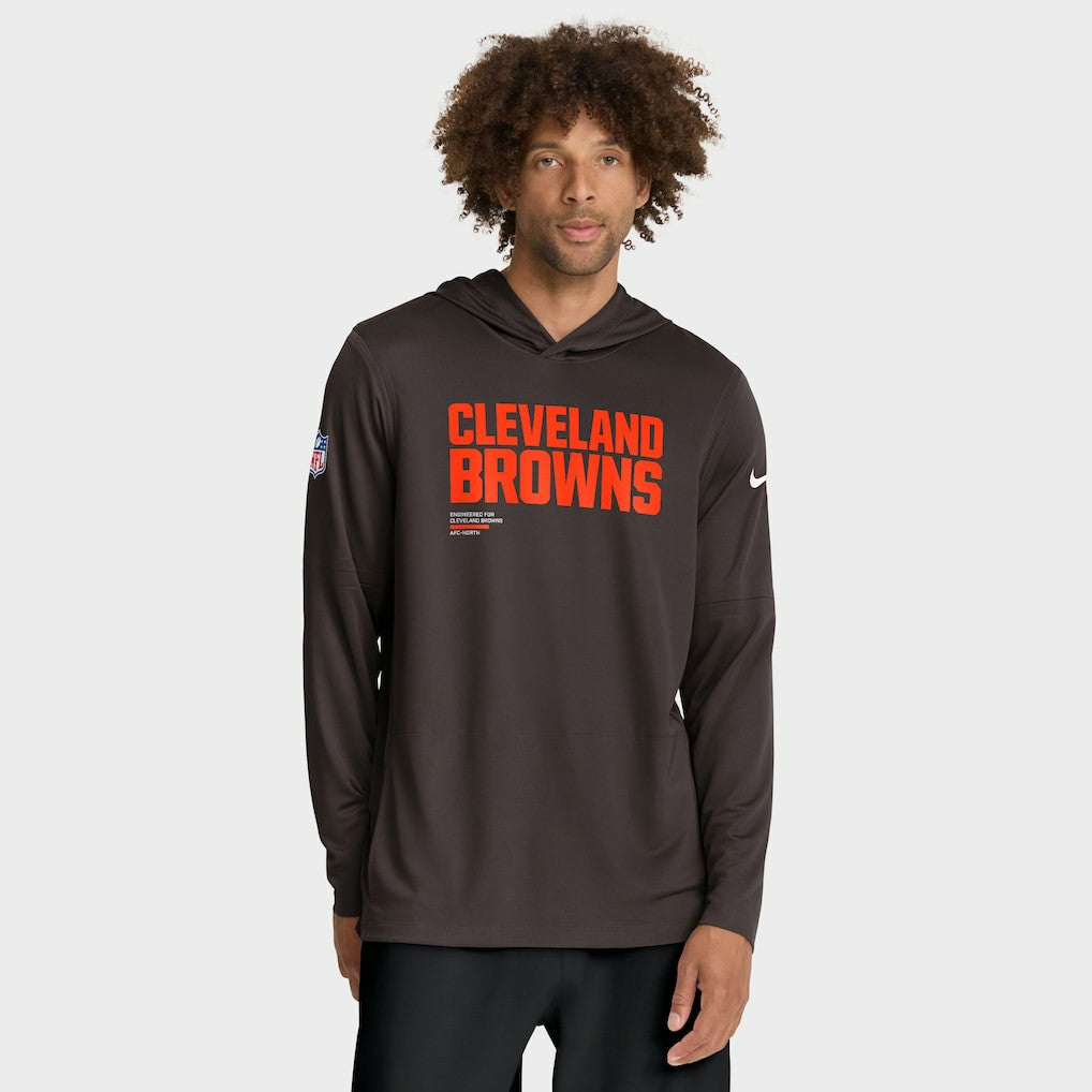 Sideline Pure Fury Performance Long Sleeve Hoodie T-Shirt - Cleveland Browns Hoodies