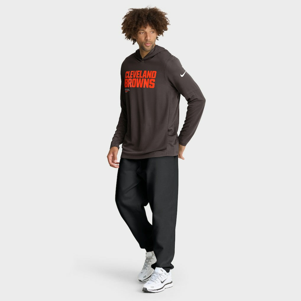 Sideline Pure Fury Performance Long Sleeve Hoodie T-Shirt - Cleveland Browns Hoodies