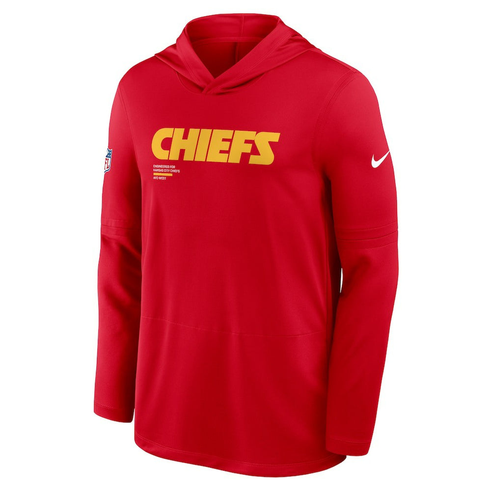Sideline Pure Fury Performance Long Sleeve Hoodie T-Shirt - Kansas City Chiefs Hoodies