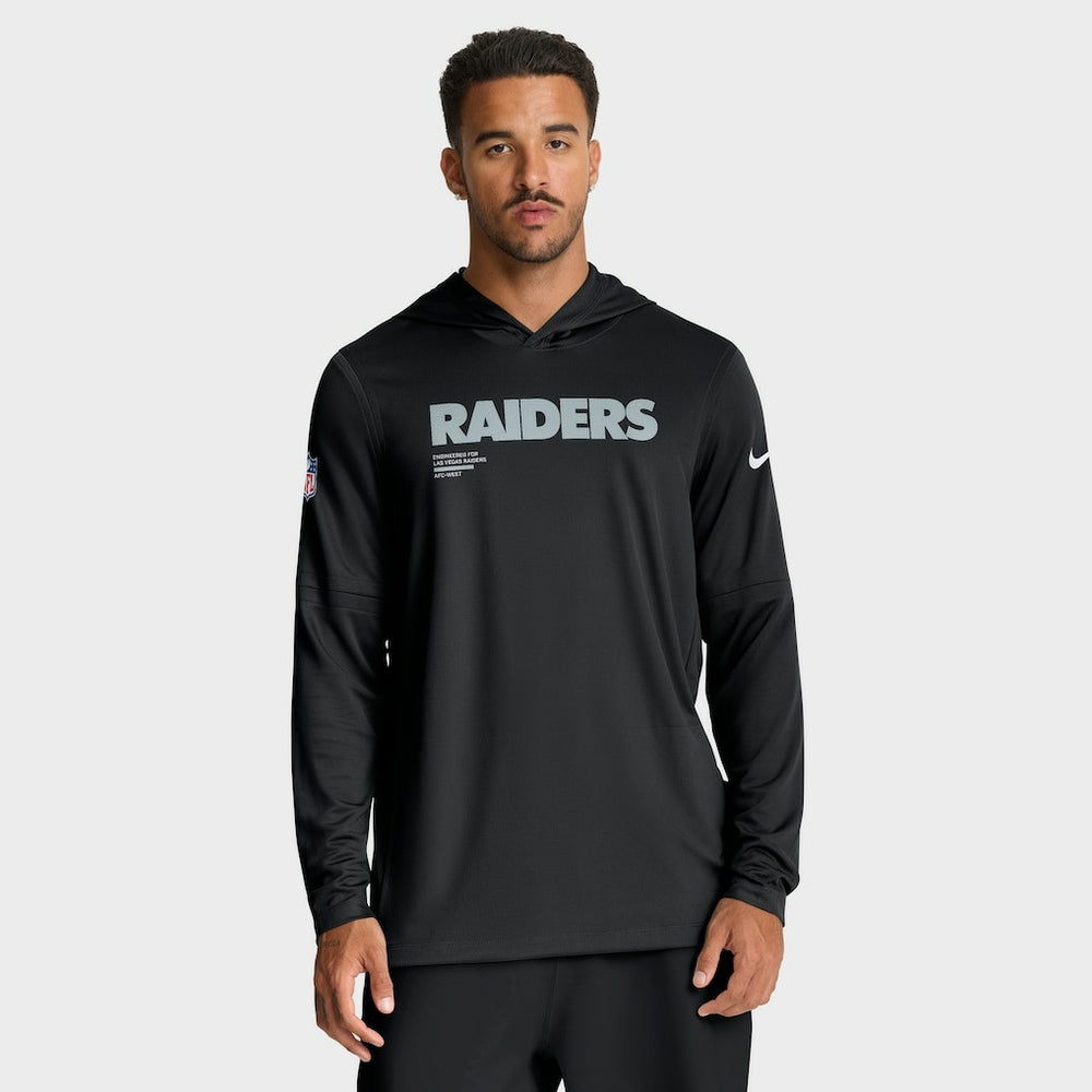 Sideline Pure Fury Performance Long Sleeve Hoodie T-Shirt - Las Vegas Raiders Hoodies