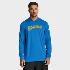 Sideline Pure Fury Performance Long Sleeve Hoodie T-Shirt - Los Angeles Chargers Hoodies
