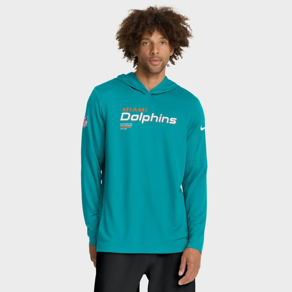 Sideline Pure Fury Performance Long Sleeve Hoodie T-Shirt - Miami Dolphins Hoodies