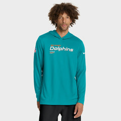Sideline Pure Fury Performance Long Sleeve Hoodie T-Shirt - Miami Dolphins Hoodies