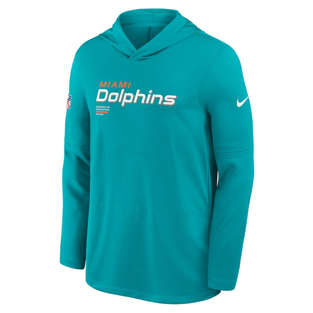 Sideline Pure Fury Performance Long Sleeve Hoodie T-Shirt - Miami Dolphins Hoodies