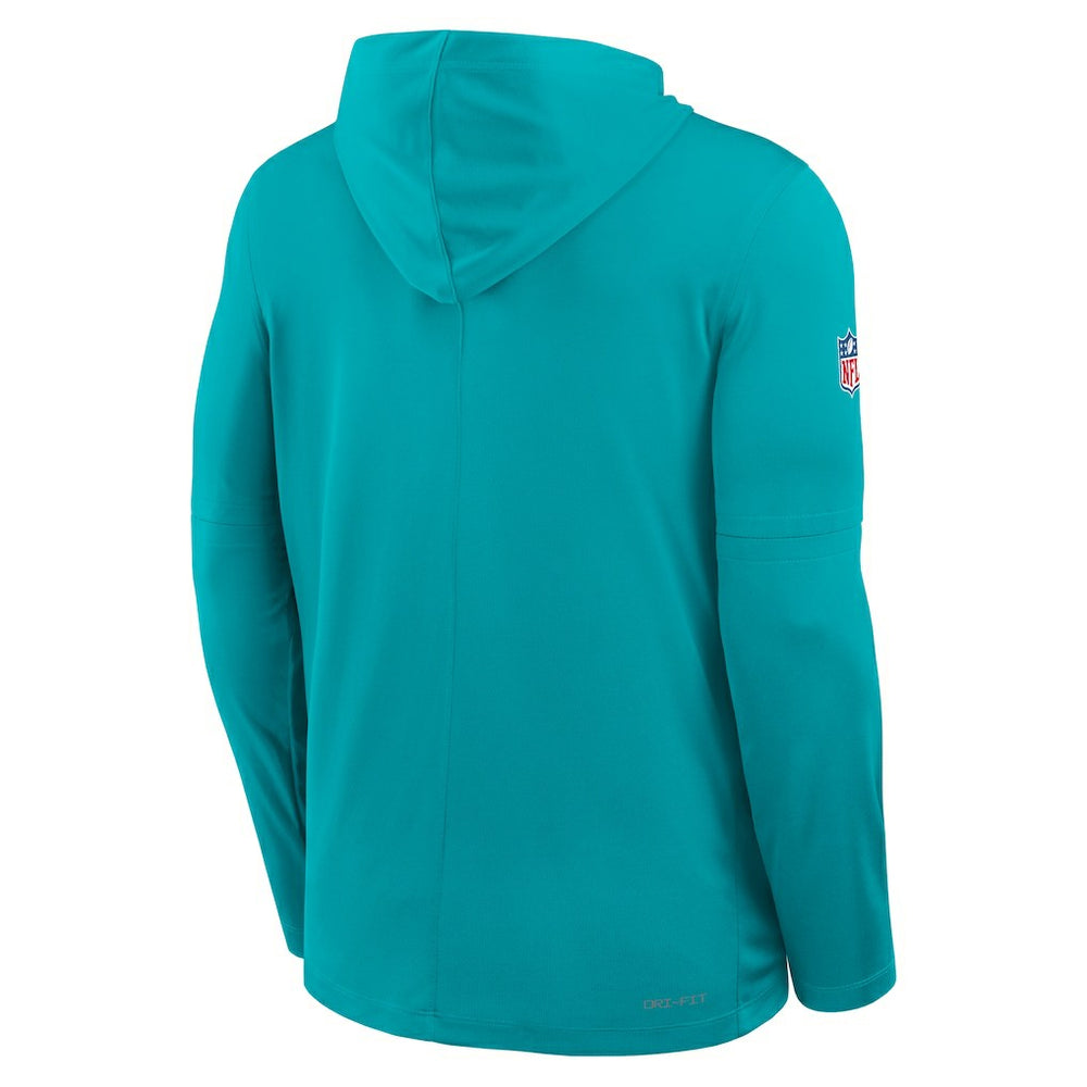 Sideline Pure Fury Performance Long Sleeve Hoodie T-Shirt - Miami Dolphins Hoodies