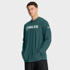 Sideline Pure Fury Performance Long Sleeve Hoodie T-Shirt - Philadelphia Eagles Hoodies
