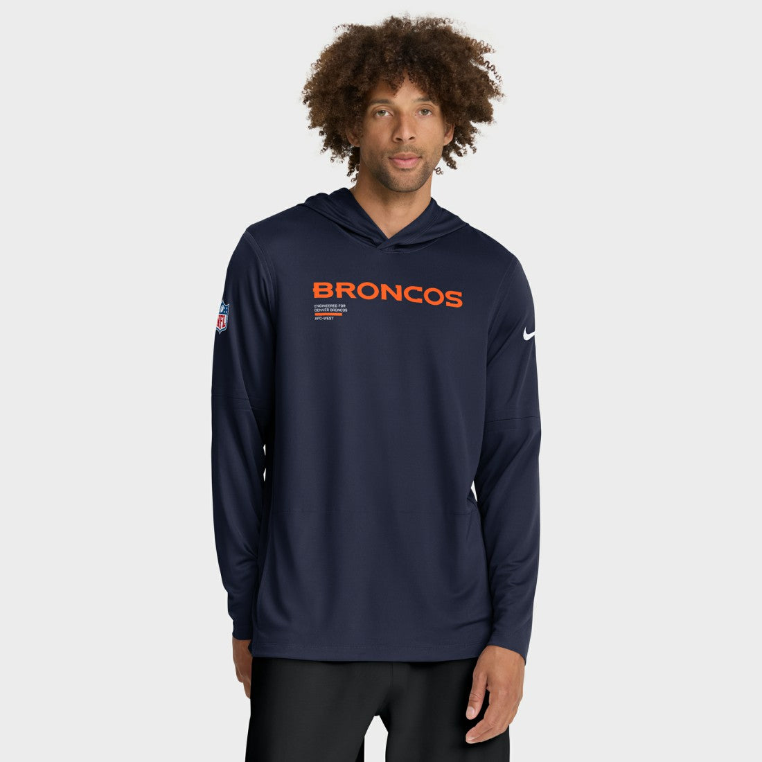 Sideline Pure Fury Performance Long Sleeve Hoodie T-Shirt - Denver Broncos Hoodies