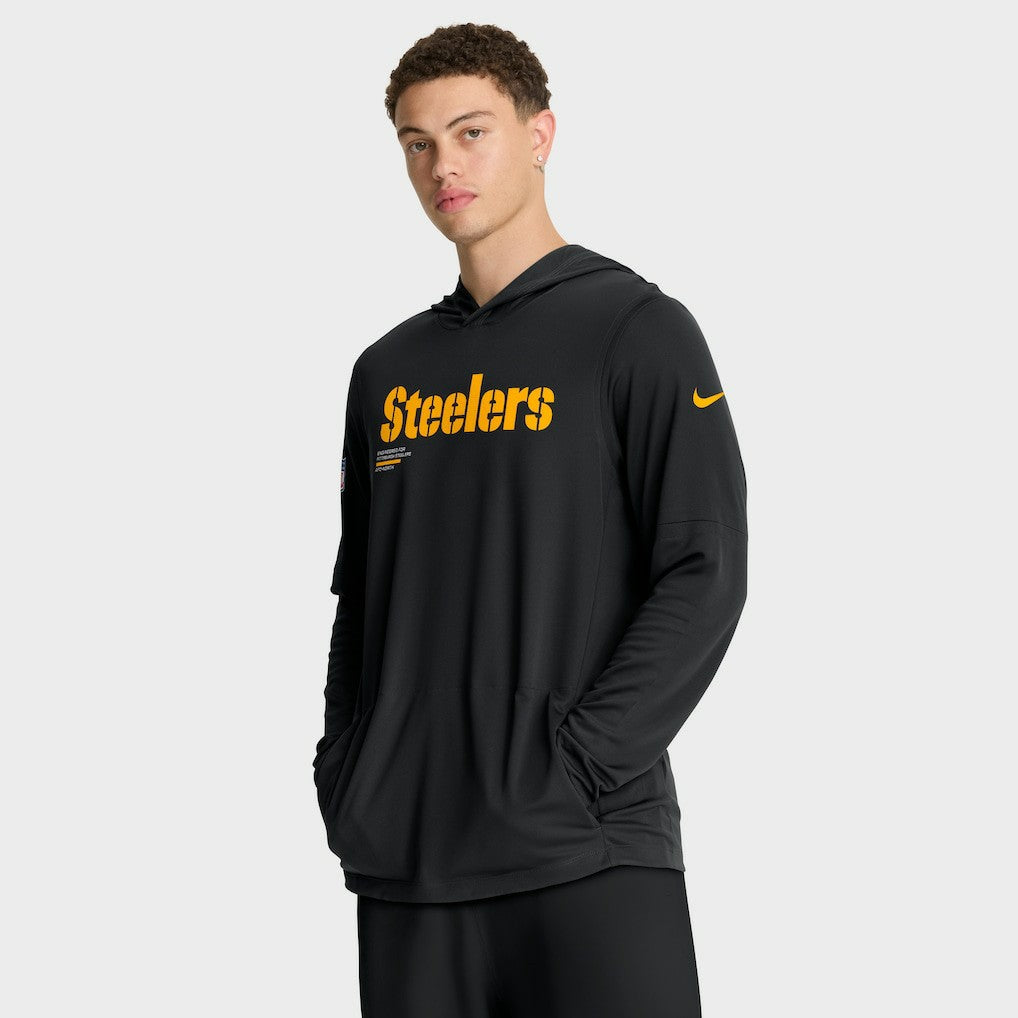 Sideline Pure Fury Performance Long Sleeve Hoodie T-Shirt - Pittsburgh Steelers Hoodies