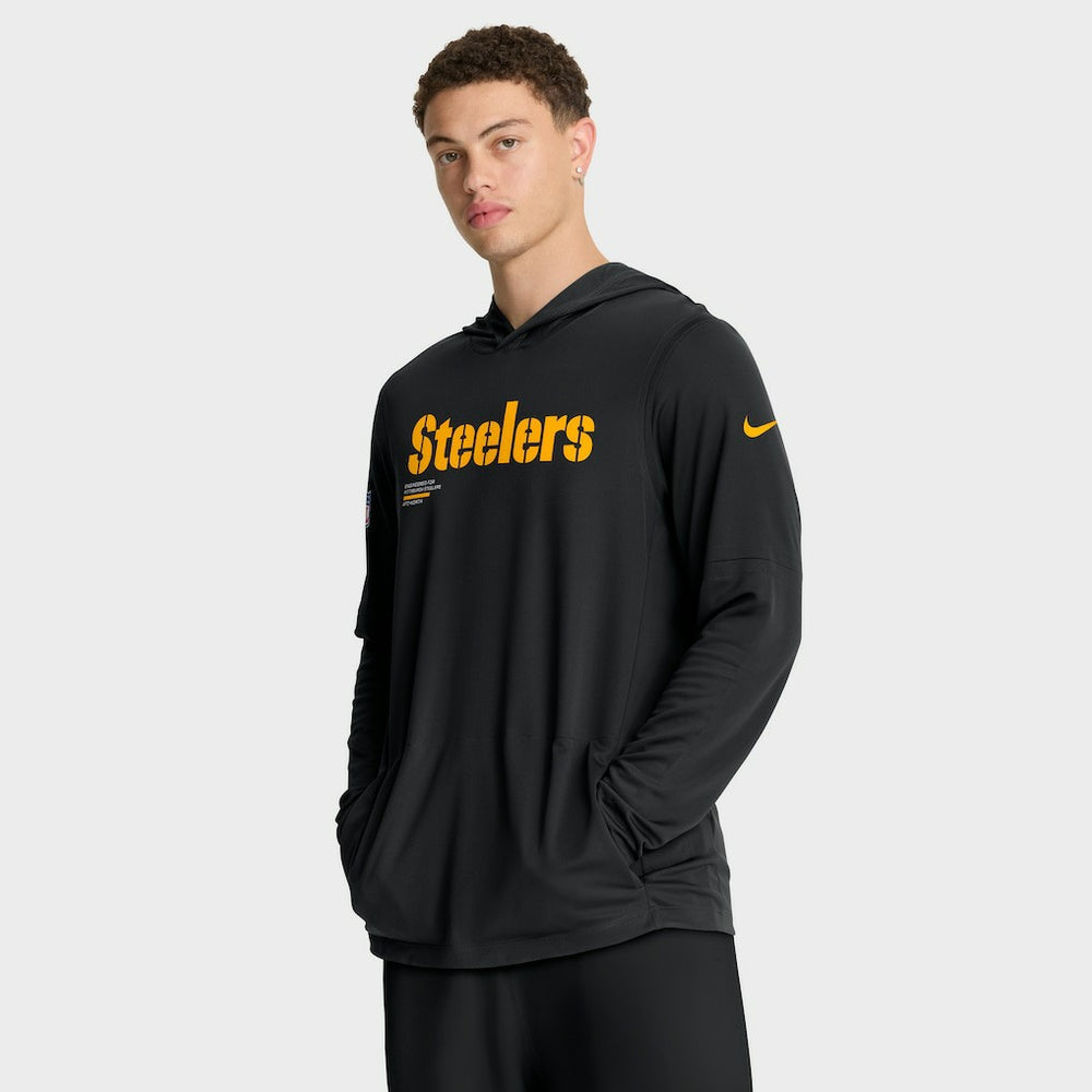 Sideline Pure Fury Performance Long Sleeve Hoodie T-Shirt - Pittsburgh Steelers Hoodies