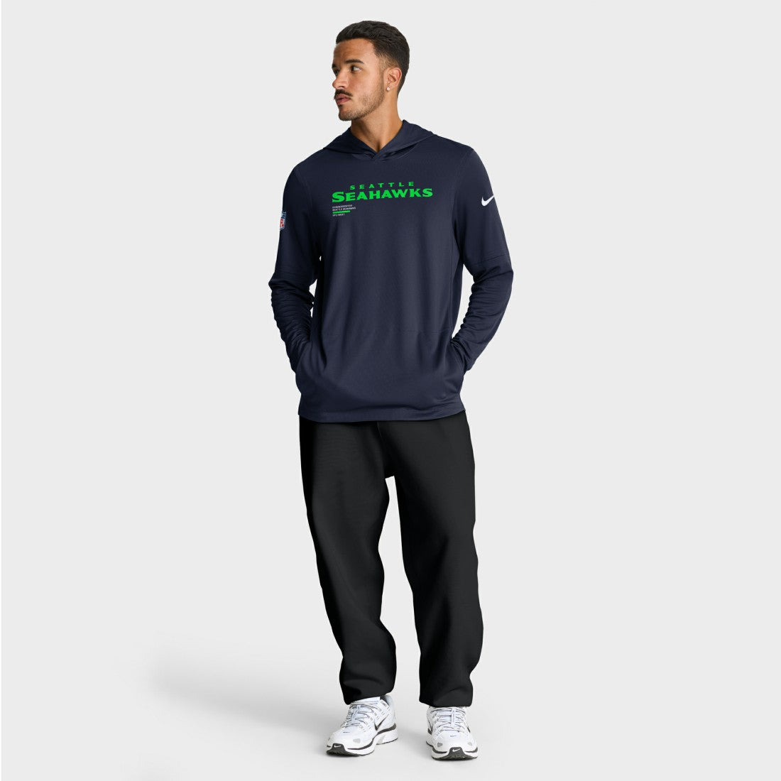 Sideline Pure Fury Performance Long Sleeve Hoodie T-Shirt - Seattle Seahawks Hoodies
