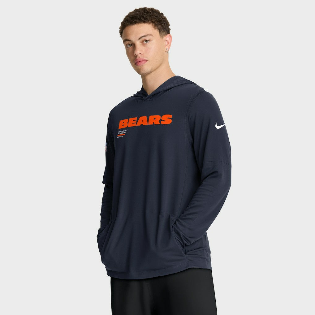Big & Tall Sideline Dri-FIT Long Sleeve Hoodie T-Shirt - Chicago Bears Hoodies