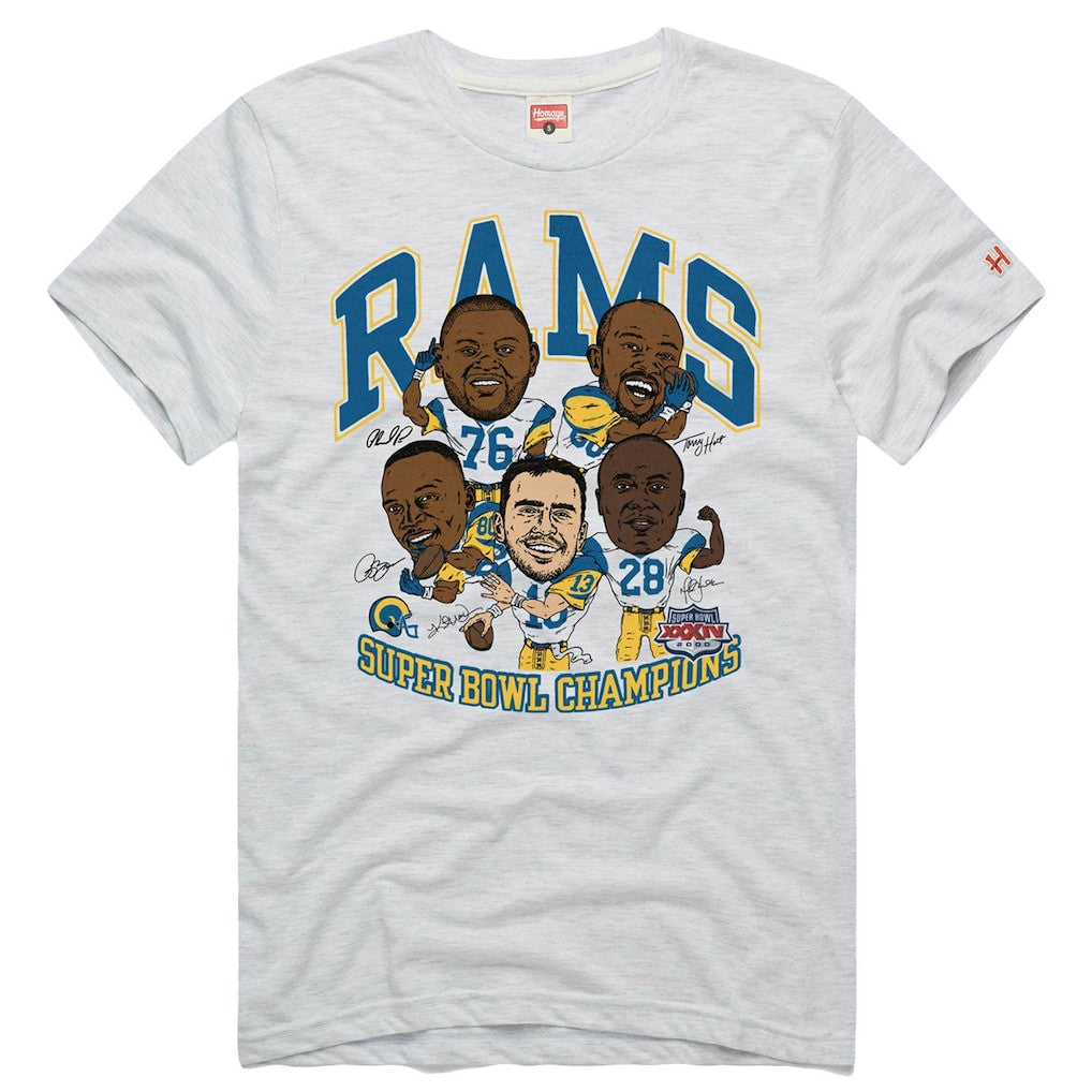 Homage Unisex Super Bowl XXXIV Champs Player Graphic Tri-Blend T-Shirt - Los Angeles Rams T-shirts