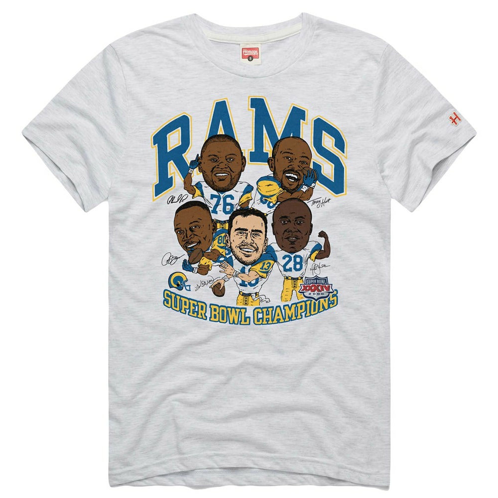 Homage Unisex Super Bowl XXXIV Champs Player Graphic Tri-Blend T-Shirt - Los Angeles Rams T-shirts