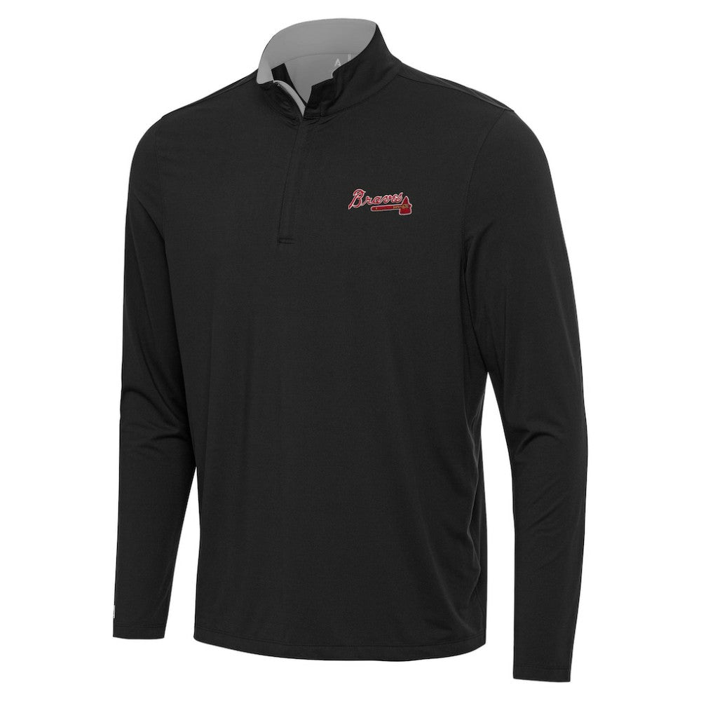 Black Atlanta Braves Antigua Content Quarter-Zip Top
