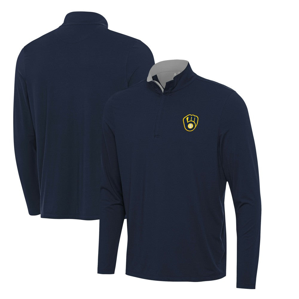 Navy Milwaukee Brewers Antigua Content Quarter-Zip Top