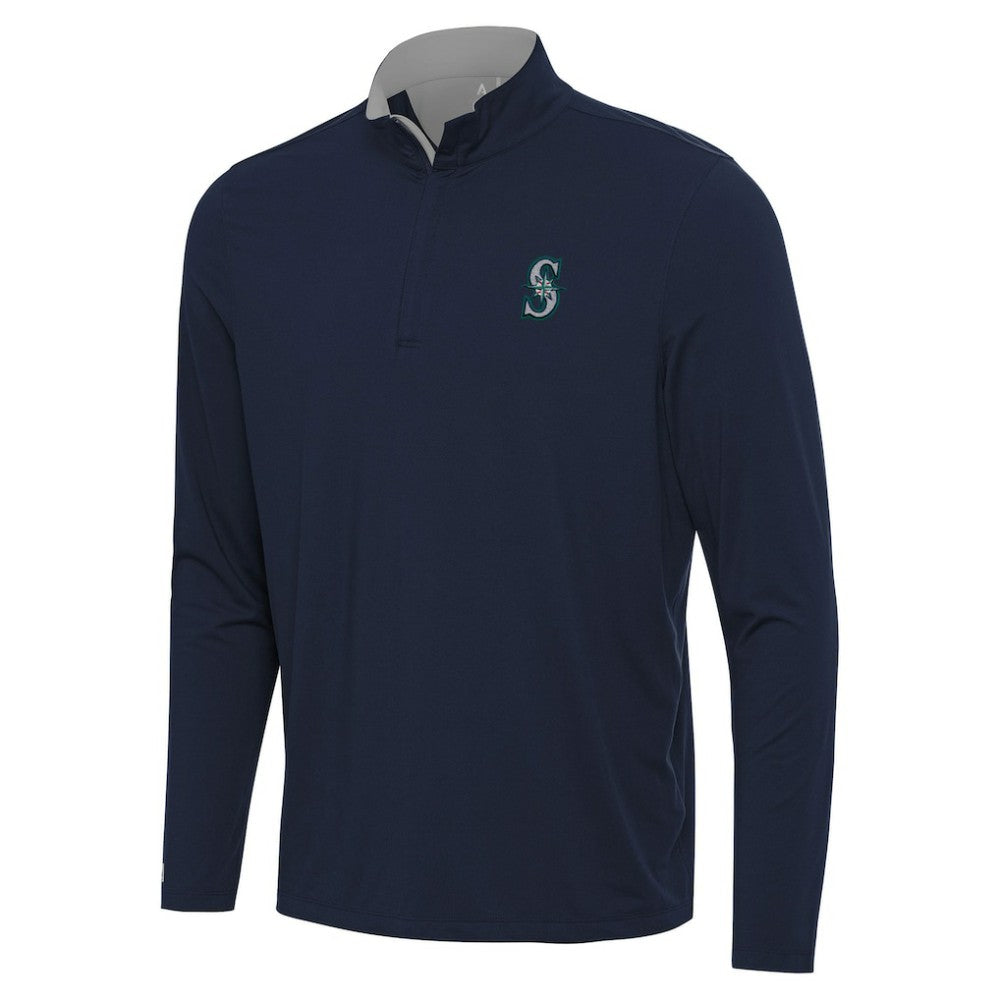 Navy Seattle Mariners Antigua Content Quarter-Zip Top