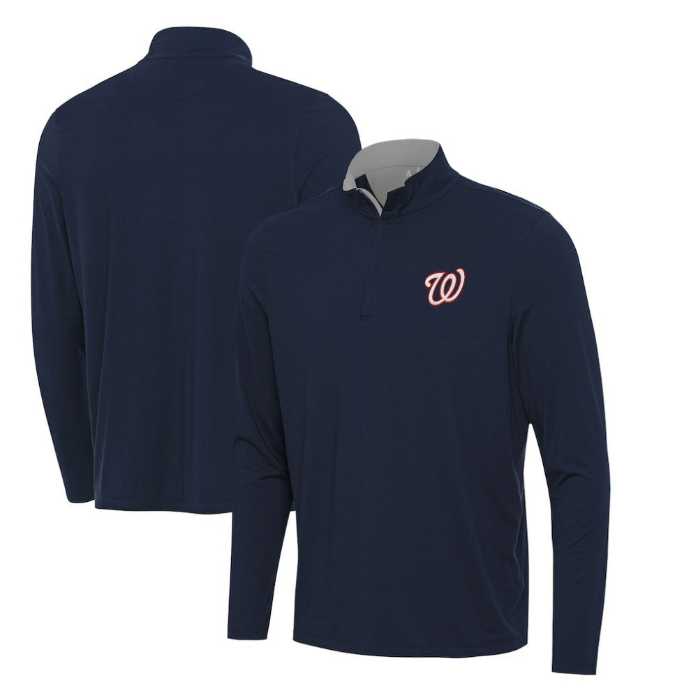 Navy Washington Nationals Antigua Content Quarter-Zip Top