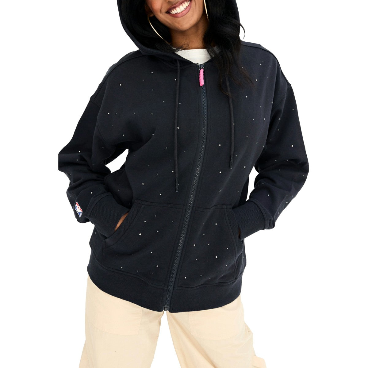 Los Angeles Lakers Terez Women's Oversized Allover Gemstone Full-Zip Hoodie