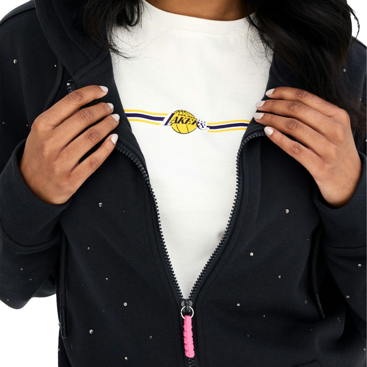 Los Angeles Lakers Terez Women's Oversized Allover Gemstone Full-Zip Hoodie