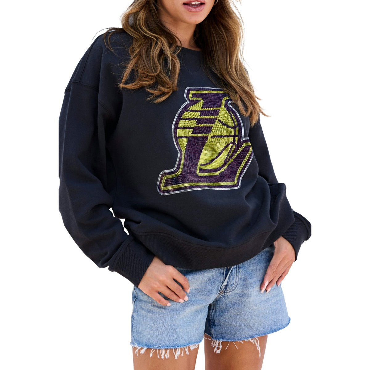Los Angeles Lakers Terez Women's Gemstone Logo Pullover Sweatshirt