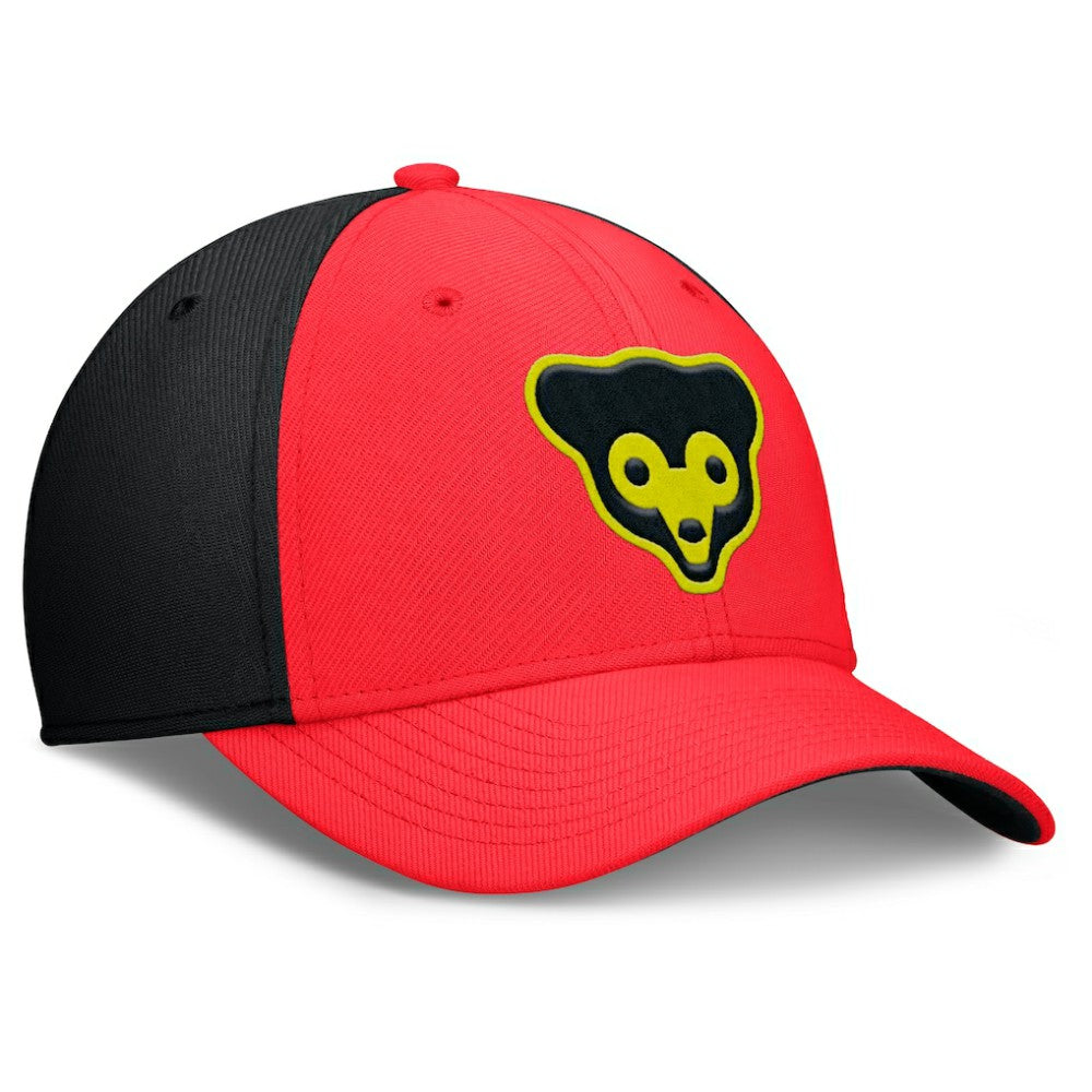 Crimson/Black Chicago Cubs Nike Neon 90s Rise SwooshFlex Hat
