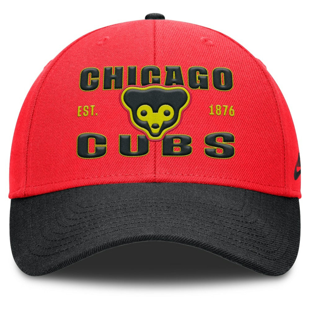 Crimson/Black Chicago Cubs Nike Neon 90s Rise Adjustable Hat