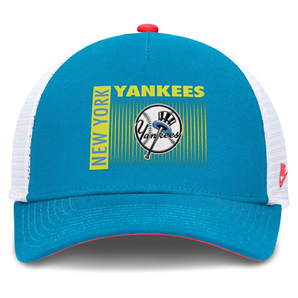 Blue New York Yankees Nike Neon 90s Rise Structured Performance Adjustable Trucker Hat
