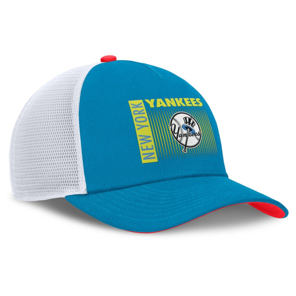 Blue New York Yankees Nike Neon 90s Rise Structured Performance Adjustable Trucker Hat