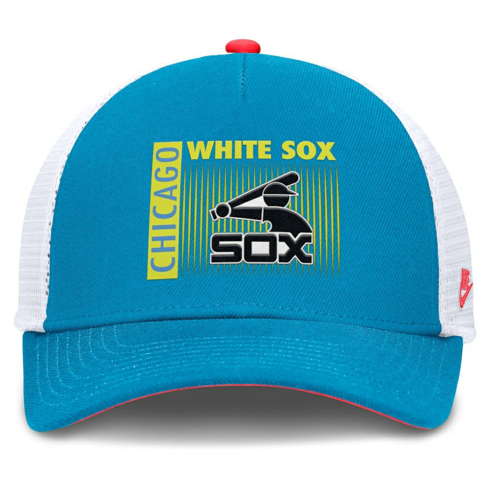 Teal Chicago White Sox Nike Neon 90s Rise Structured Performance Adjustable Trucker Hat