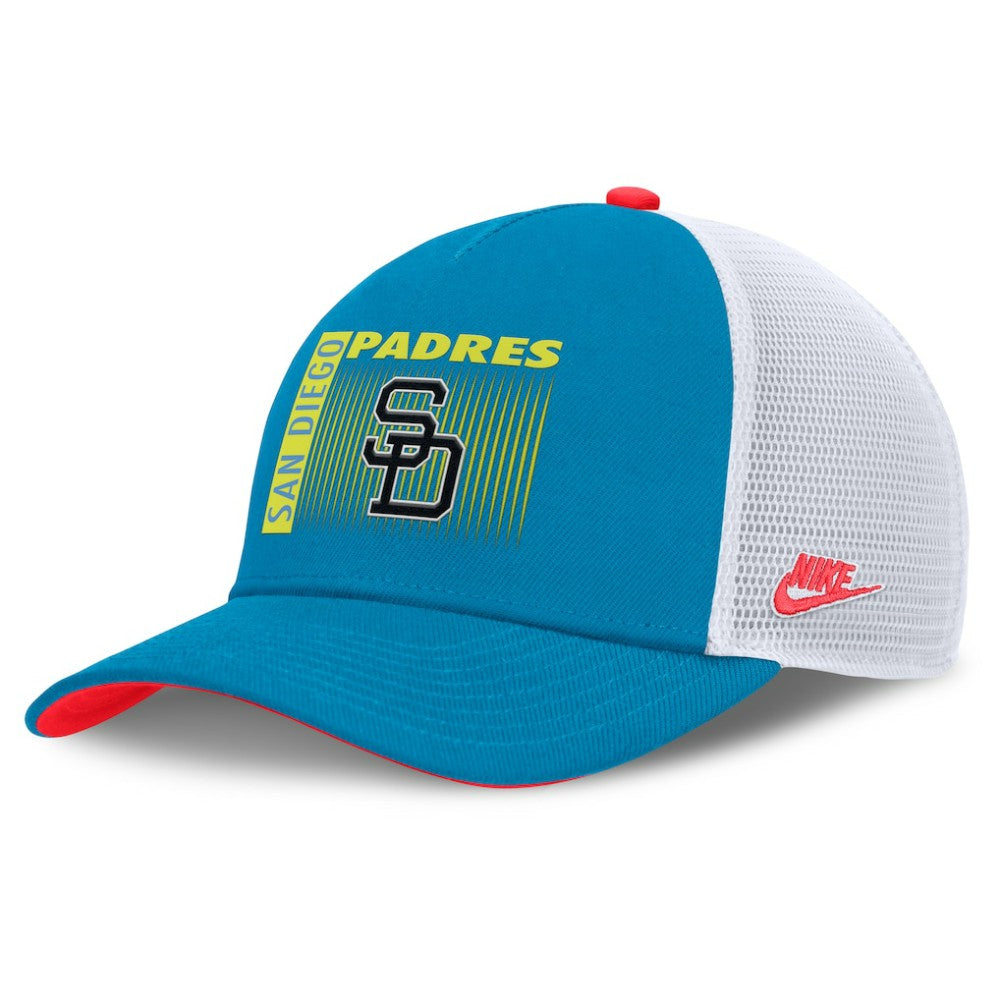 Teal San Diego Padres Nike Neon 90s Rise Structured Performance Adjustable Trucker Hat