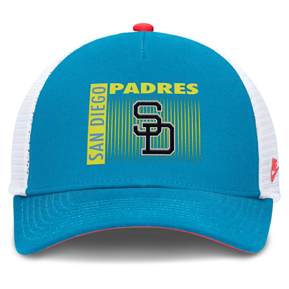 Teal San Diego Padres Nike Neon 90s Rise Structured Performance Adjustable Trucker Hat