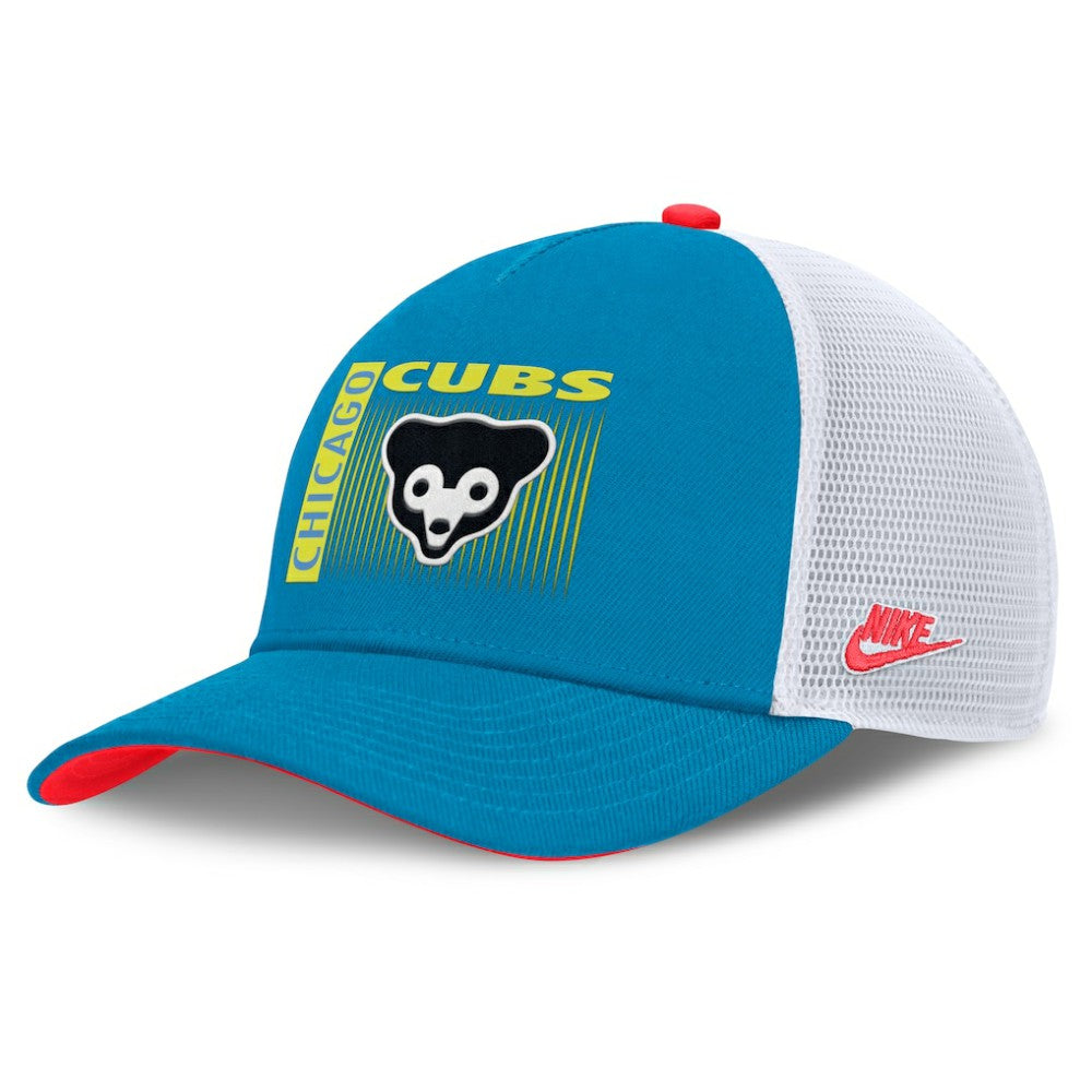 Teal Chicago Cubs Nike Neon 90s Rise Structured Performance Adjustable Trucker Hat